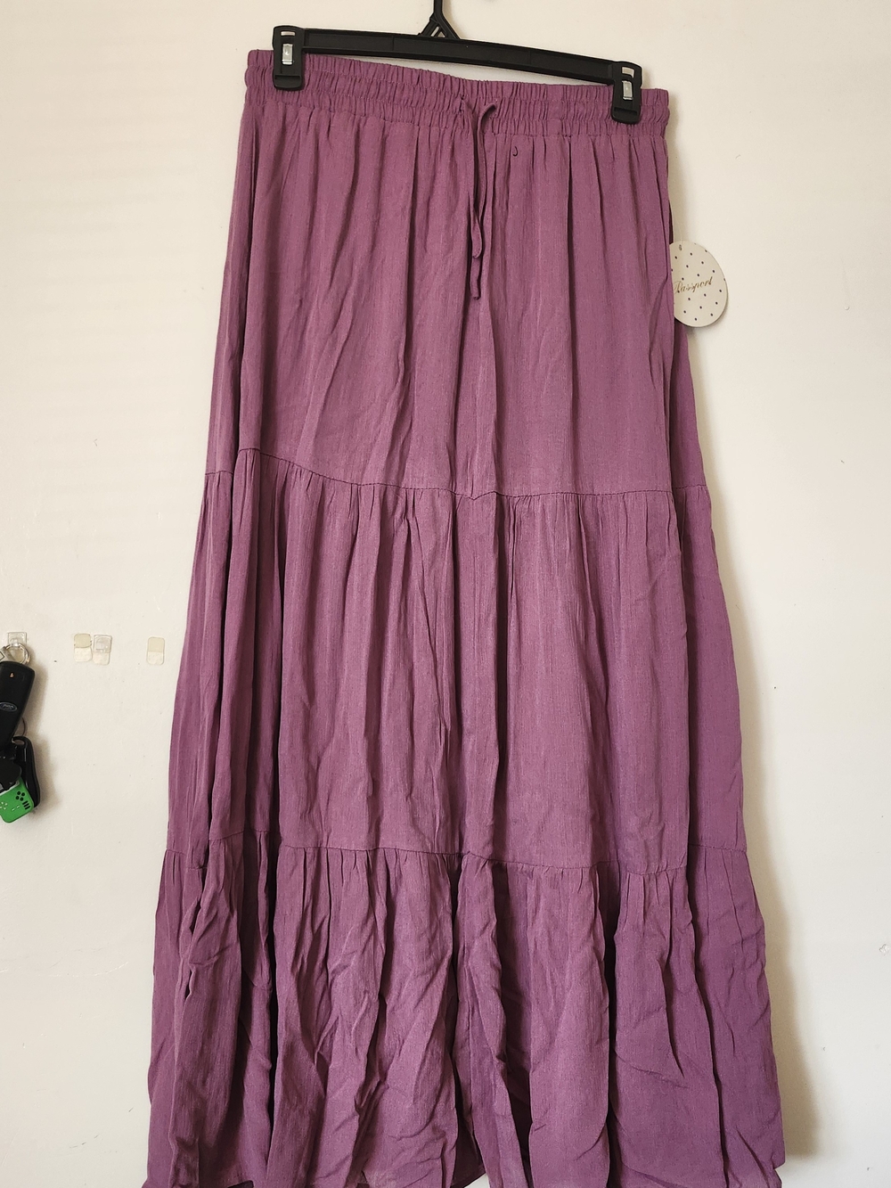 Womens Tiered Maxi Skirt in Mauve Purple